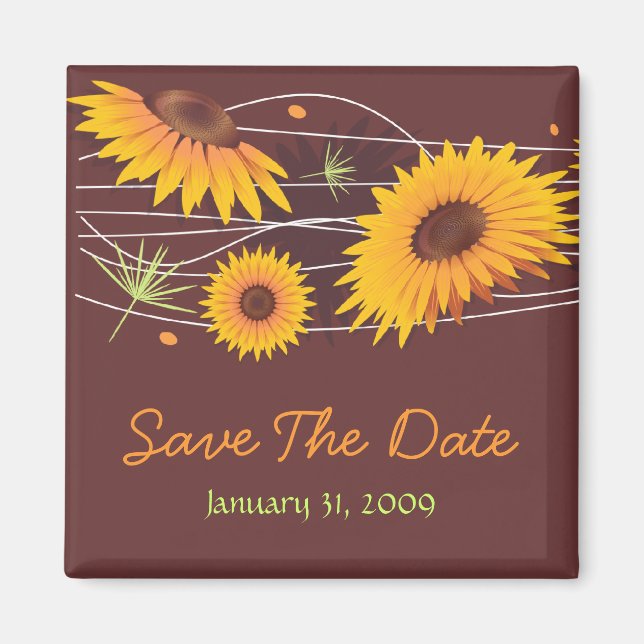 Aimant Tournesols Sauvez La Date Mariage Faire-part 2 (Devant)