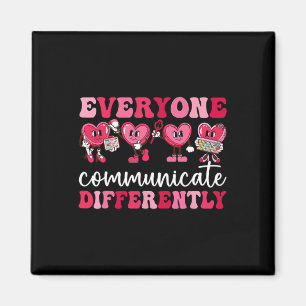 Aimant Tout le monde communique différemment Heart Autism