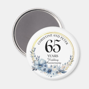 Aimant Tout Mariage (65) Élégant Anniversaire Floral Bleu
