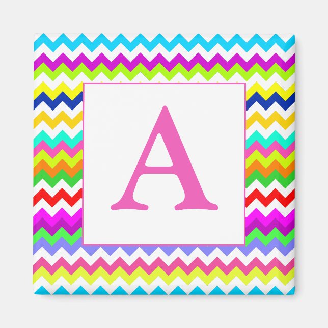 Aimant Tout sauf Grey Chevron Custom Initial (Devant)