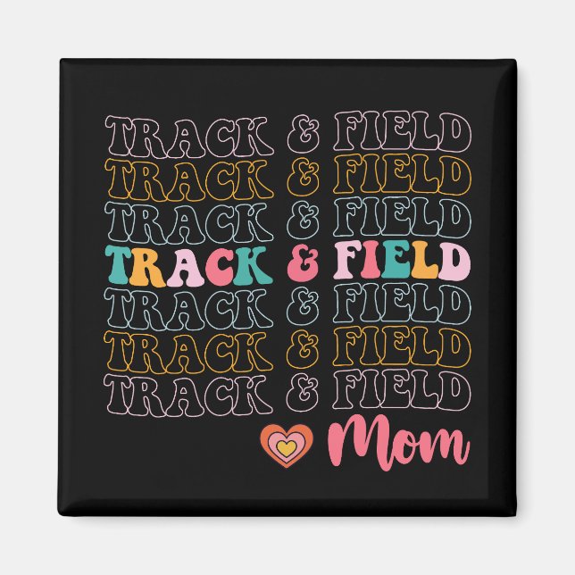 Aimant Track And Field Mom Super Courir la fête des mères (Devant)