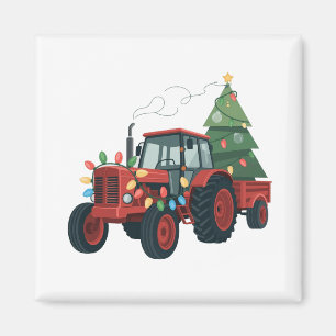 Aimant Tracteur avec remorque Santa ferme agriculteur Noë