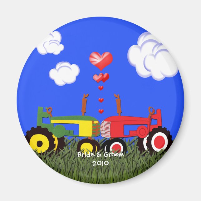 Aimant Tracteurs de baiser sous les coeurs (Devant)