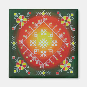 Aimant Traditional Latvian folk art with symbols painting