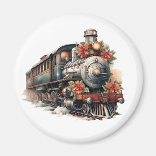 Aimant Train à vapeur à l'ancienne Noël rétro