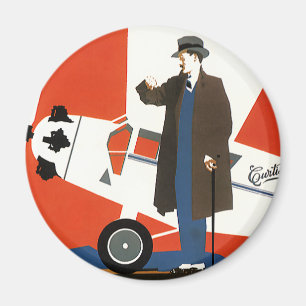 Aimant Transport vintage, Avion à hélice et pilote