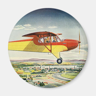 Aimant Transport vintage Avion au-dessus des champs agric
