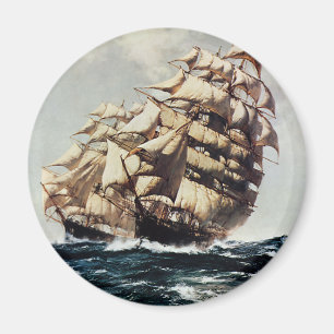 Aimant Transport vintage, Clipper Ships in Rough Seas