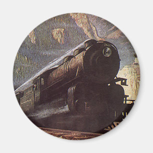 Aimant Transport vintage, Voyage en train de montagne