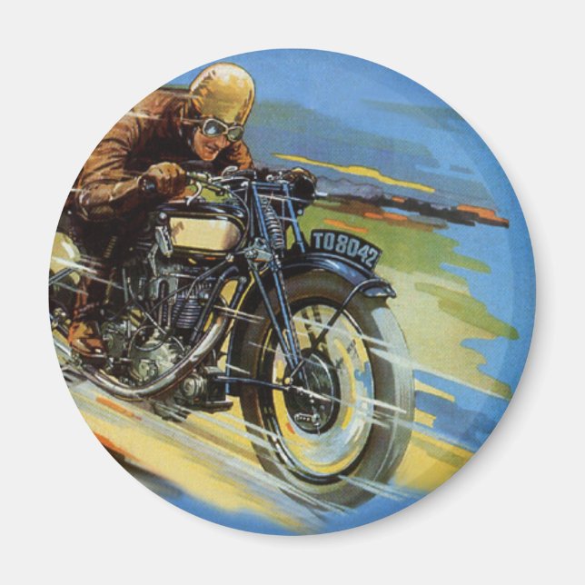 Aimant Transport Vintage voyage, Moto de course (Devant)