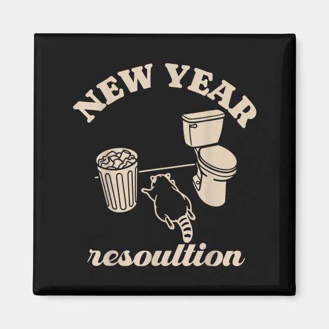 Aimant Trashed Panda New Year Resolution Funny Drunk Racc (Devant)
