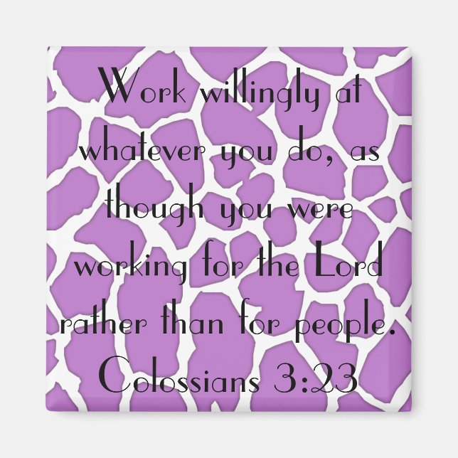 Aimant travail pour le Lord bible verset Colossiens 3:23 (Devant)