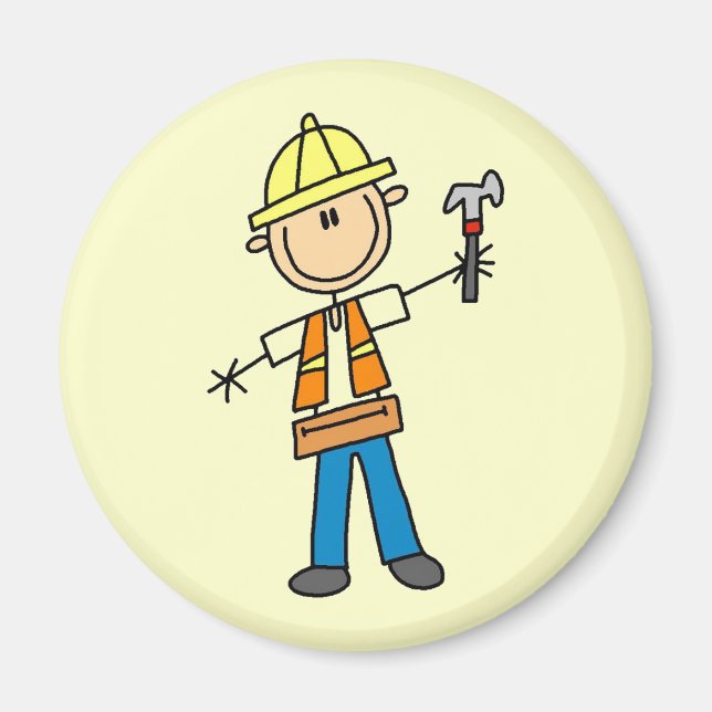 Aimant Travailleur de construction avec marteau (Devant)