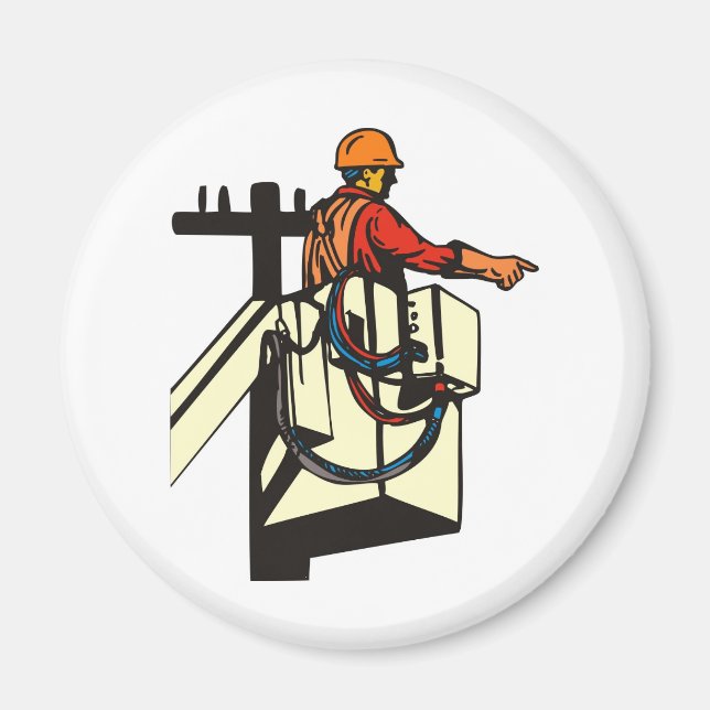 Aimant Travailleur électricien de la ligne électrique (Devant)