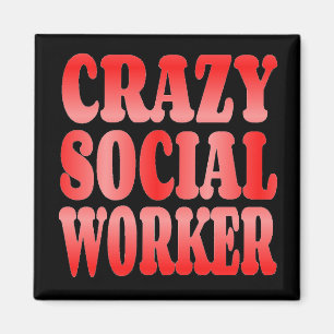 Aimant Travailleur social fou en rouge