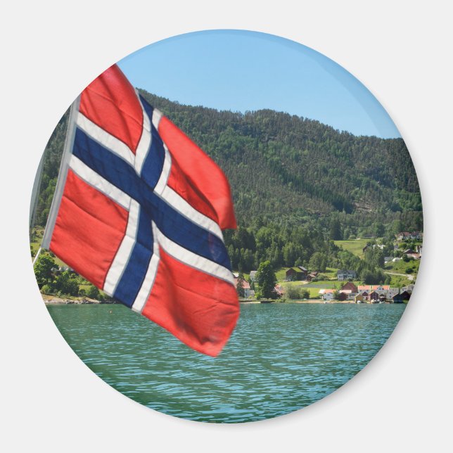 Aimant Traversée de voiture en Norvège magnétique rond (Devant)