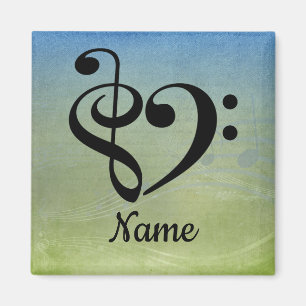 Aimant Treble Clef Bass Clef Music Coeur Customisé
