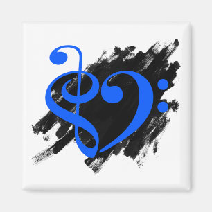 Aimant Treble et Bass Clef Musical Heart Royal Blue