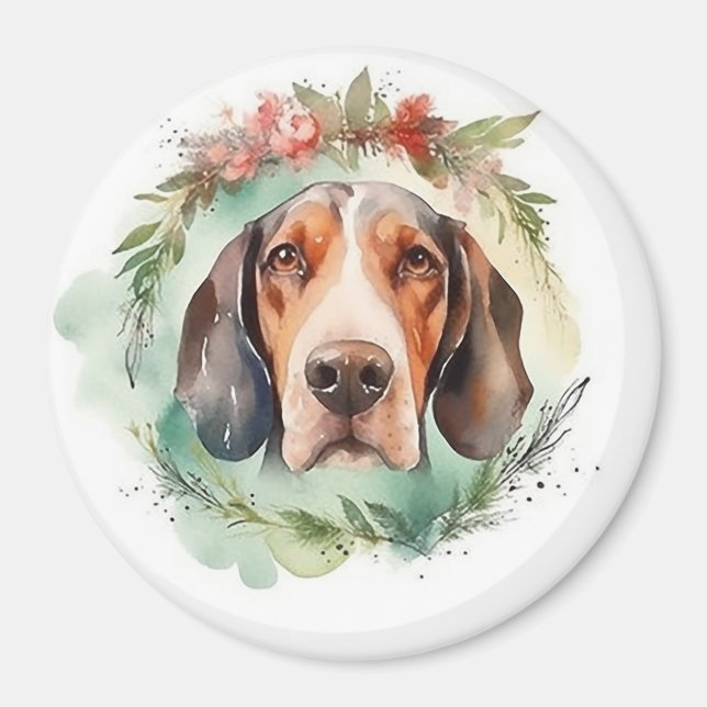 Aimant Treeing Walker Christmas Wreath Festive Pup (Devant)