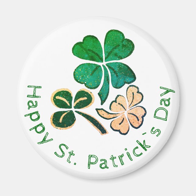 Aimant Trèfle Chanceux Shamrock Joyeux St. Patrick (Devant)