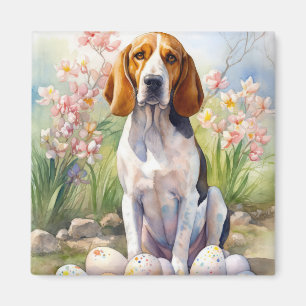 Aimant Trek Walker Coonhound avec les oeufs de Pâques vac
