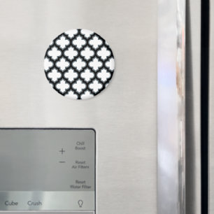Aimant Trellis blanc et noir, treillis, Quatrefoil