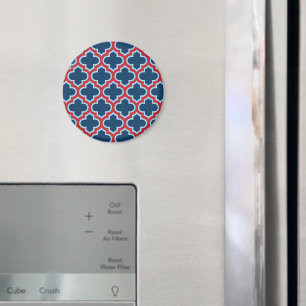 Aimant Trellis marocain bleu et rouge, treillis, Quatrefo