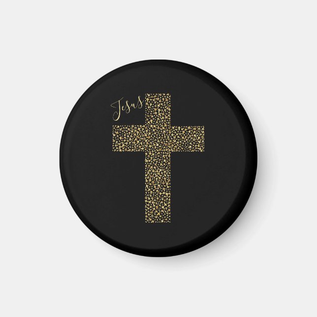 Aimant Trendy Jesus Gold Cross Black (Devant)