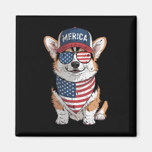 Aimant Tri Color Corgi 4 juillet nous American Flag Chien