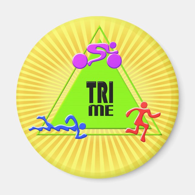 Aimant TRI Triathlon Swim Bike Run TRIANGLE TRI ME Design (Devant)
