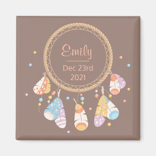 Aimant Tribal Boho Dreamcatcher New Baby Keepsaké Brown