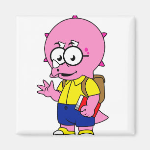 Aimant Tricératops Nerd Avec Sac À Dos Et Manuel.