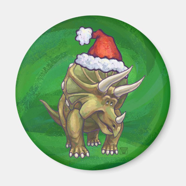 Aimant Tricératops vert Noël (Devant)