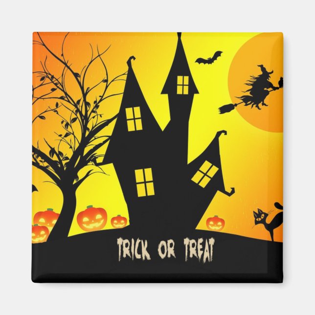 Aimant Trick ou régal, Nuit d'Halloween...Éffrayant (Devant)