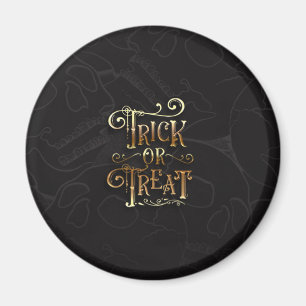 Aimant Trick ou Treat Skuls Black & Gold Halloween