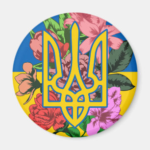 Aimant Trident ukrainien et drapeau de l'Ukraine avec des