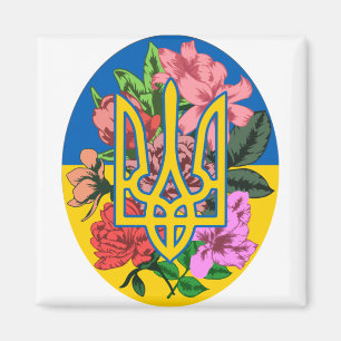 Aimant Trident ukrainien et drapeau de l'Ukraine avec des
