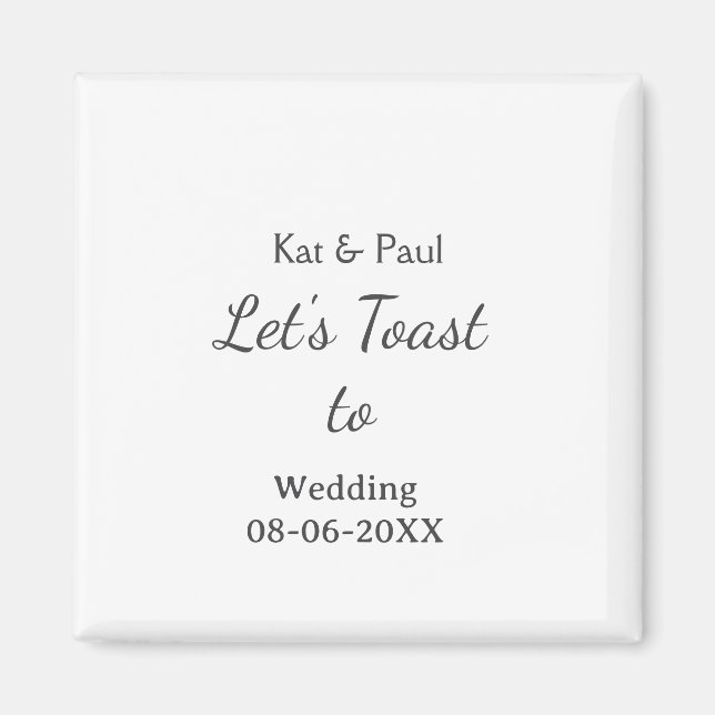 Aimant Trinquons au mariage nom date couple simple (Devant)