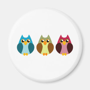 Aimant Trio coloré de hibou