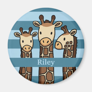 Aimant Trio de Giraffe Bébé mignonne, Ajouter le nom de l