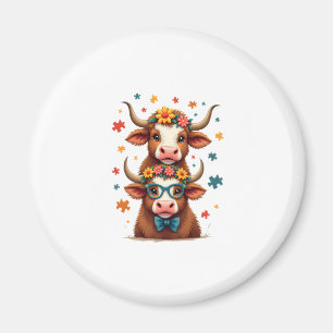 Aimant Trio de vaches Highland autisme vintage regardant 