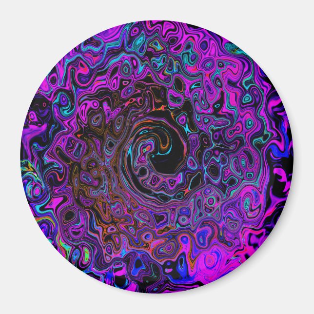Aimant Trippy Black et Magenta Retro Liquid Swirl (Devant)