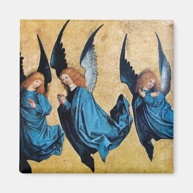 Aimant TROIS ANGELS À Noël BLEU (Devant)
