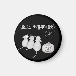 Aimant Trois chats, citrouille et araignée Halloween