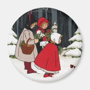 Aimant Trois filles avec Noël de cru de gui