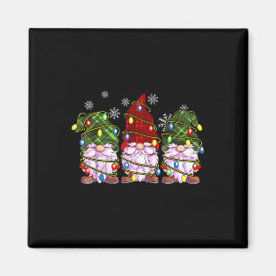 Aimant Trois Gnomes Buffalo à Carreaux Rouges de Noël