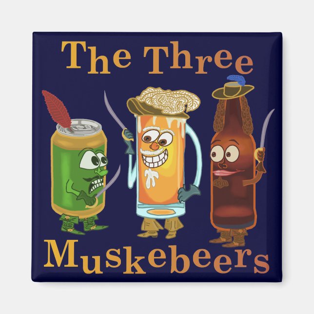 Aimant Trois Muskebeers Funny Beer Pun (Devant)