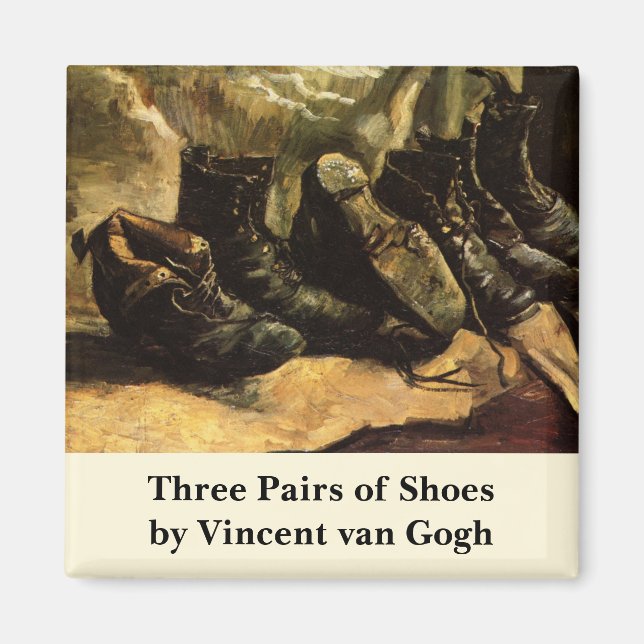 Aimant Trois paires de chaussures de Vincent van Gogh (Devant)