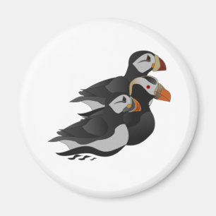 Aimant Trois Puffins Adorablement Friendly Baignade Carto