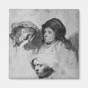 Aimant Trois têtes de femmes avec un sommeil, 1637